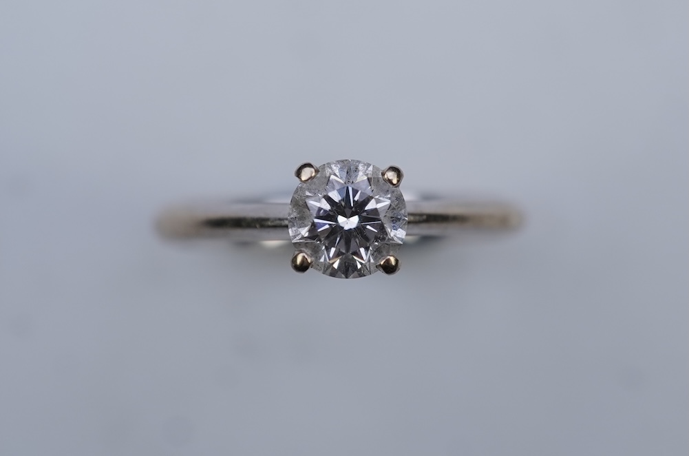 A diamond solitaire ring